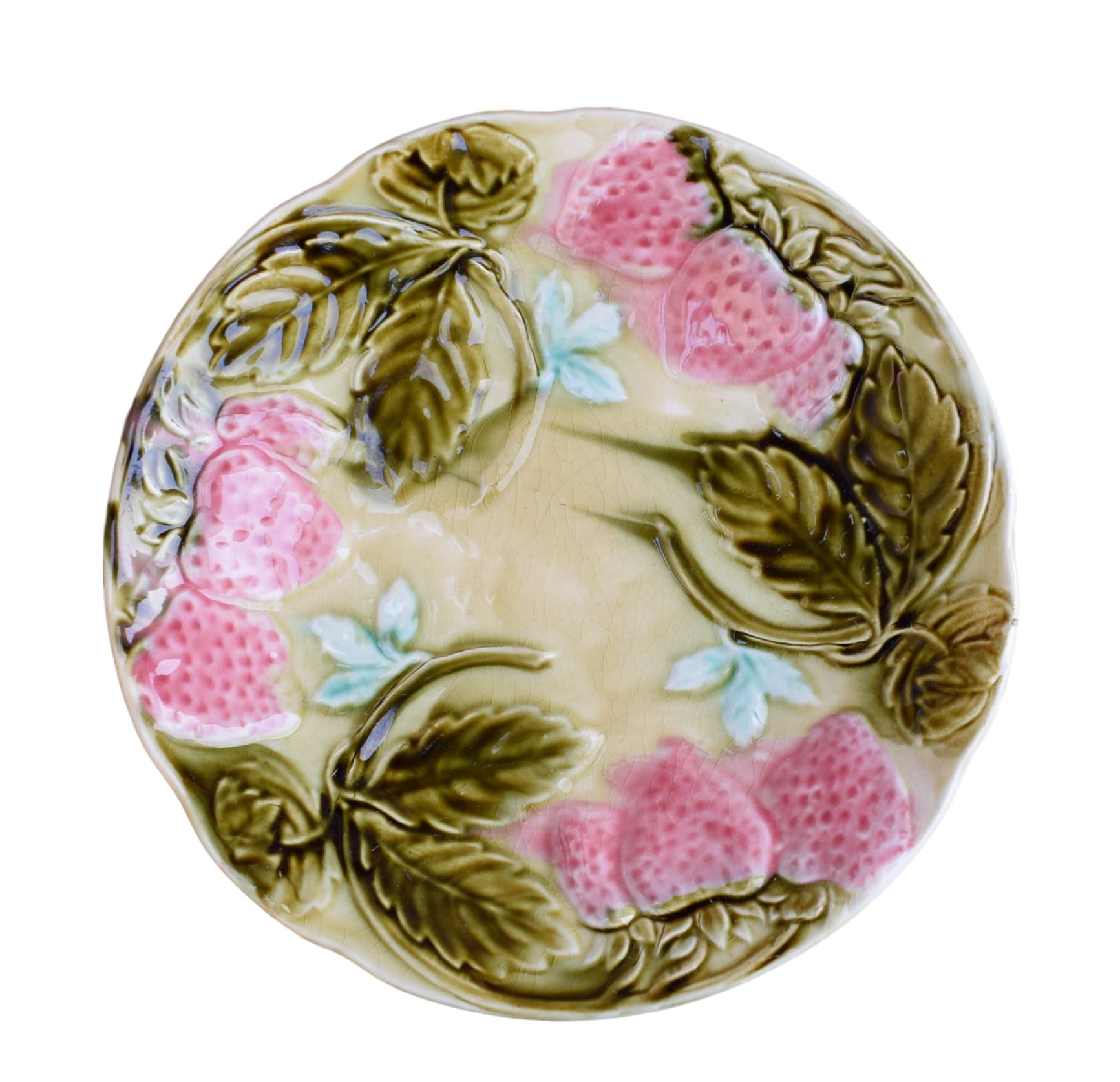 Strawberry Majolica Plate - Charmantiques