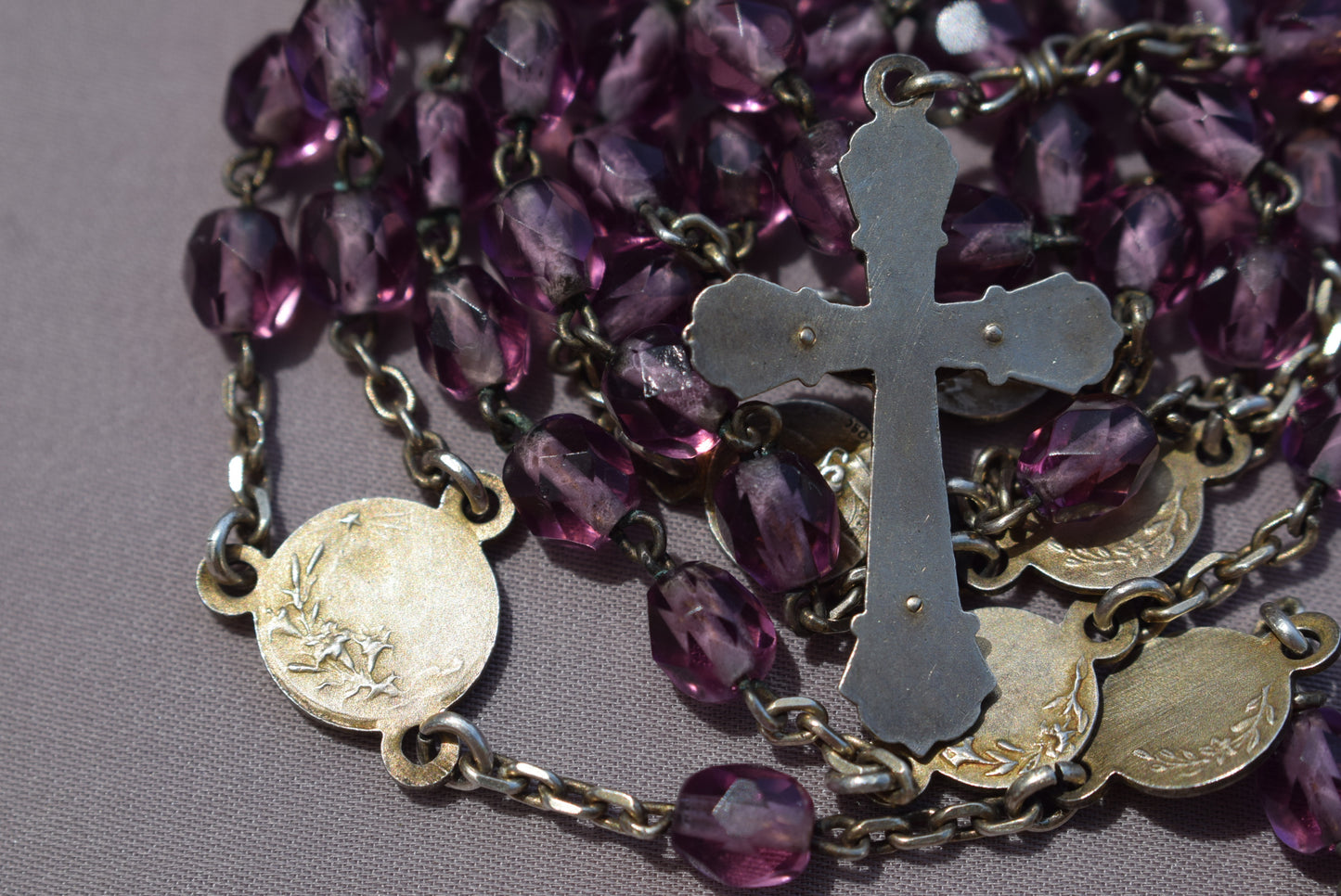 Art Nouveau Purple Rosary - Charmantiques