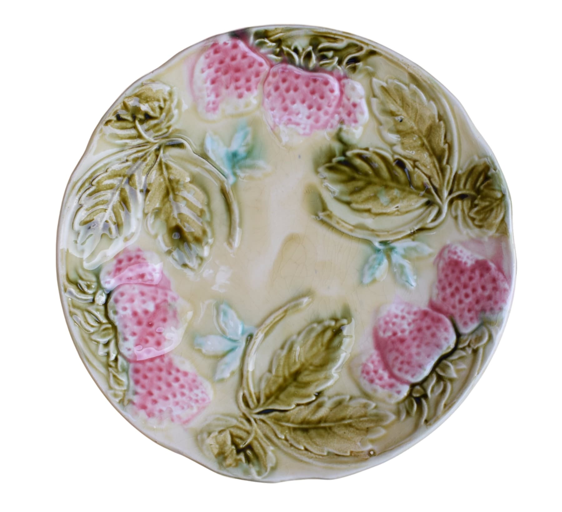 Strawberry Majolica Plate - Charmantiques