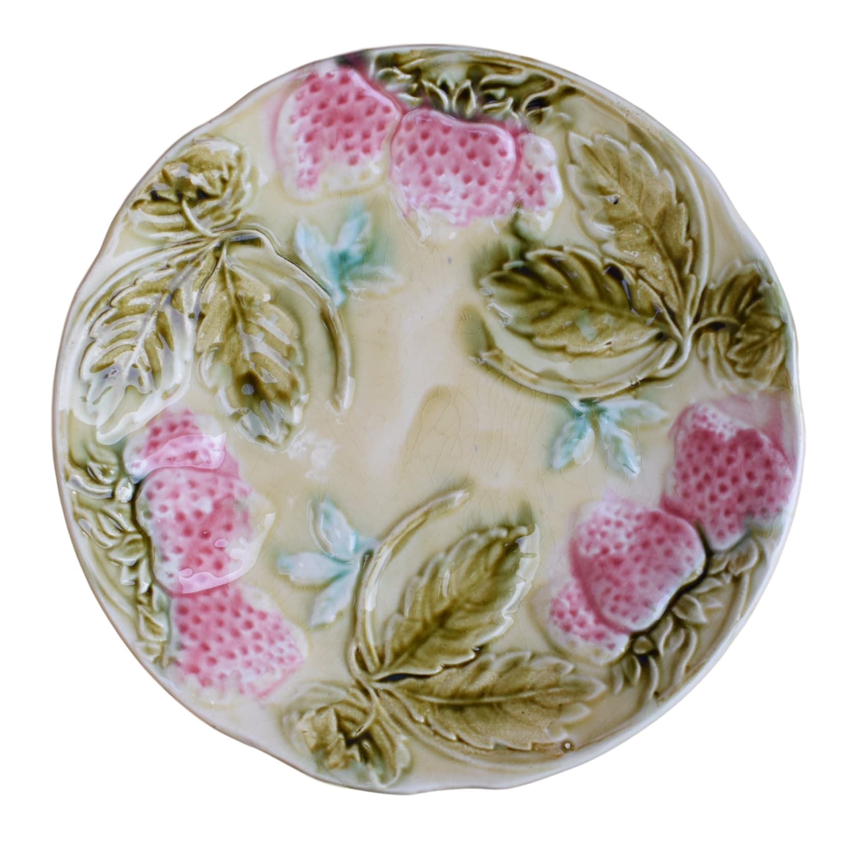 Strawberry Majolica Plate - Charmantiques