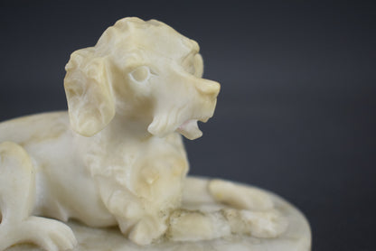 Carved Alabaster Dogs - Charmantiques