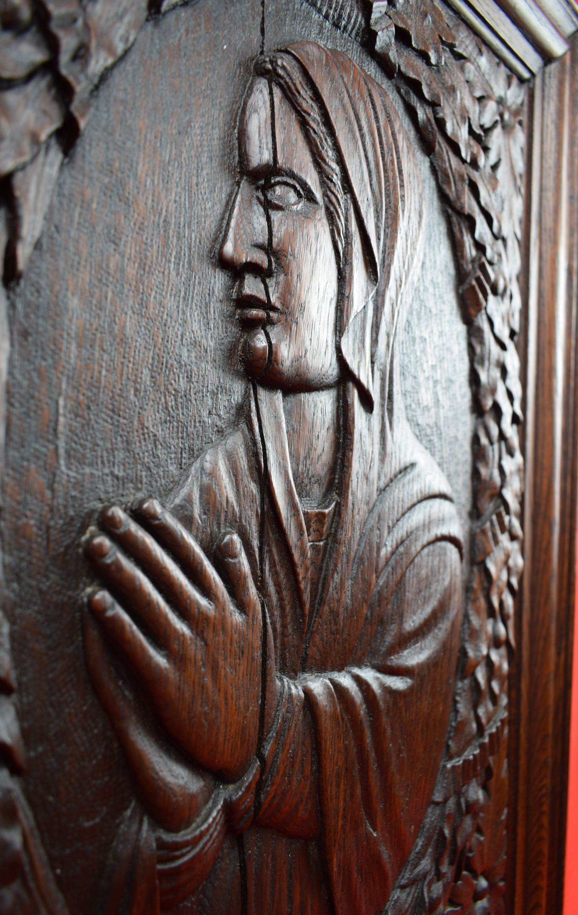 17th.C Virgin Mary Carving Door - Charmantiques