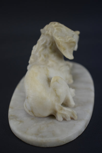 Carved Alabaster Dogs - Charmantiques