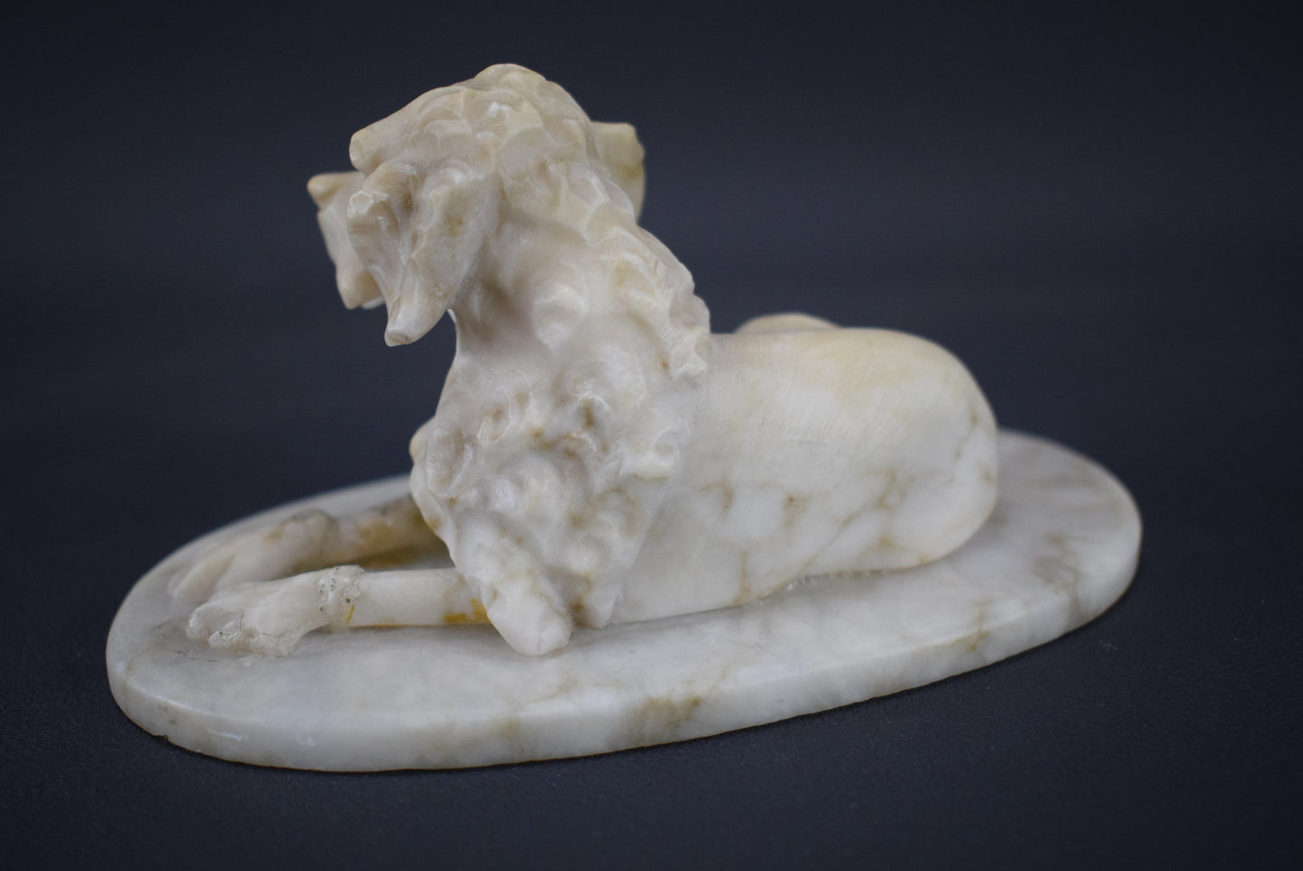 Carved Alabaster Dogs - Charmantiques