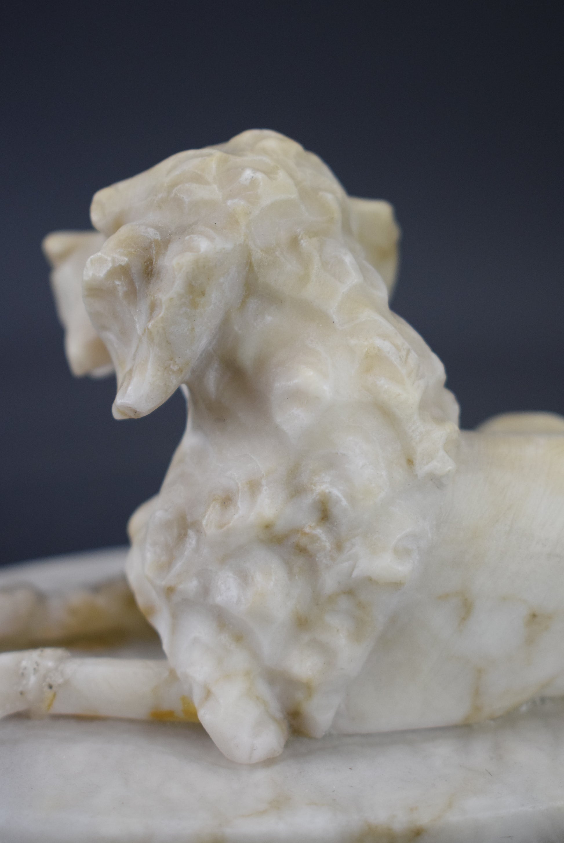 Carved Alabaster Dogs - Charmantiques