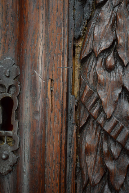 17th.C Virgin Mary Carving Door - Charmantiques