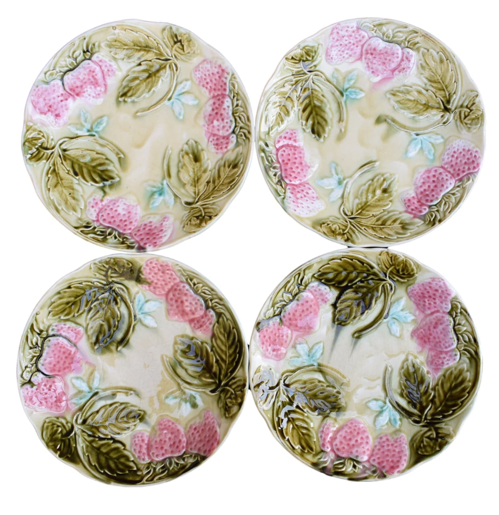 Strawberry Majolica Plate - Charmantiques