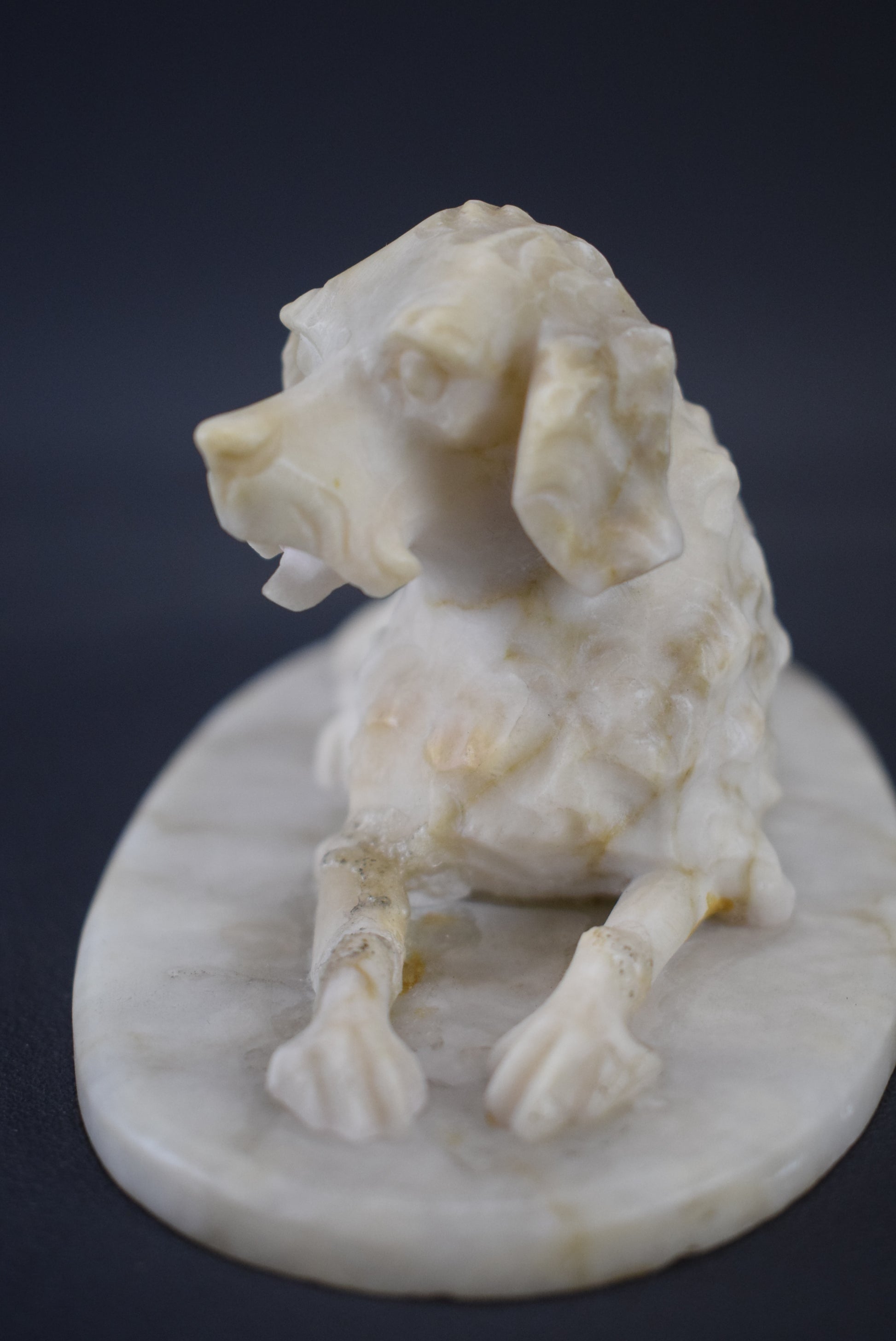 Carved Alabaster Dogs - Charmantiques