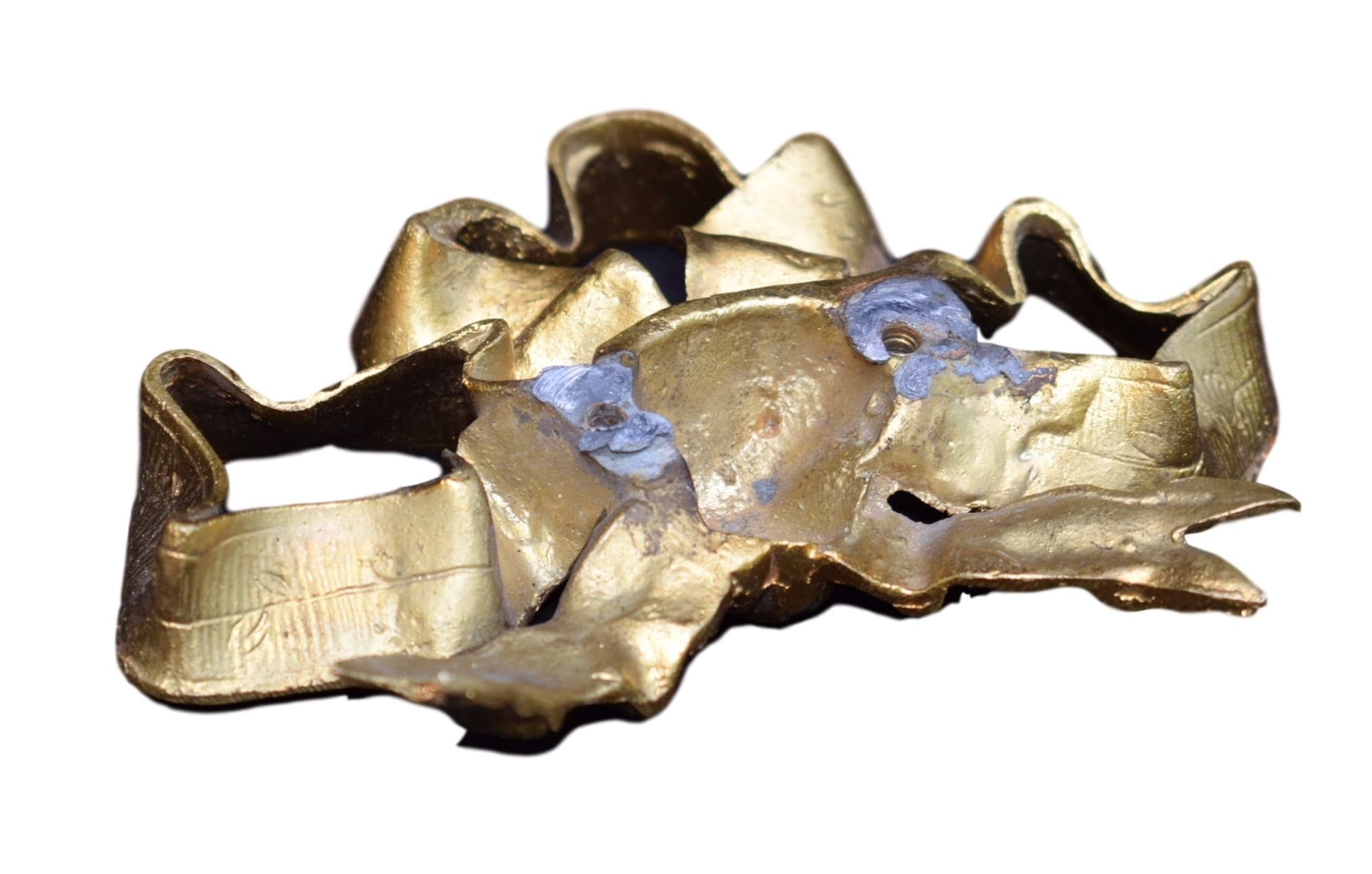 French Antique Ormolu Bronze Bow Pediment - Charmantiques