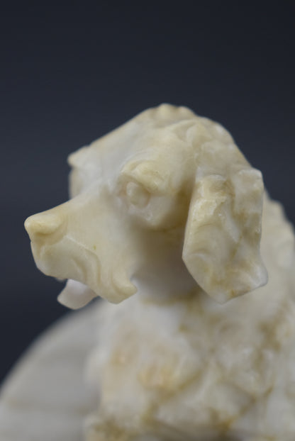 Carved Alabaster Dogs - Charmantiques