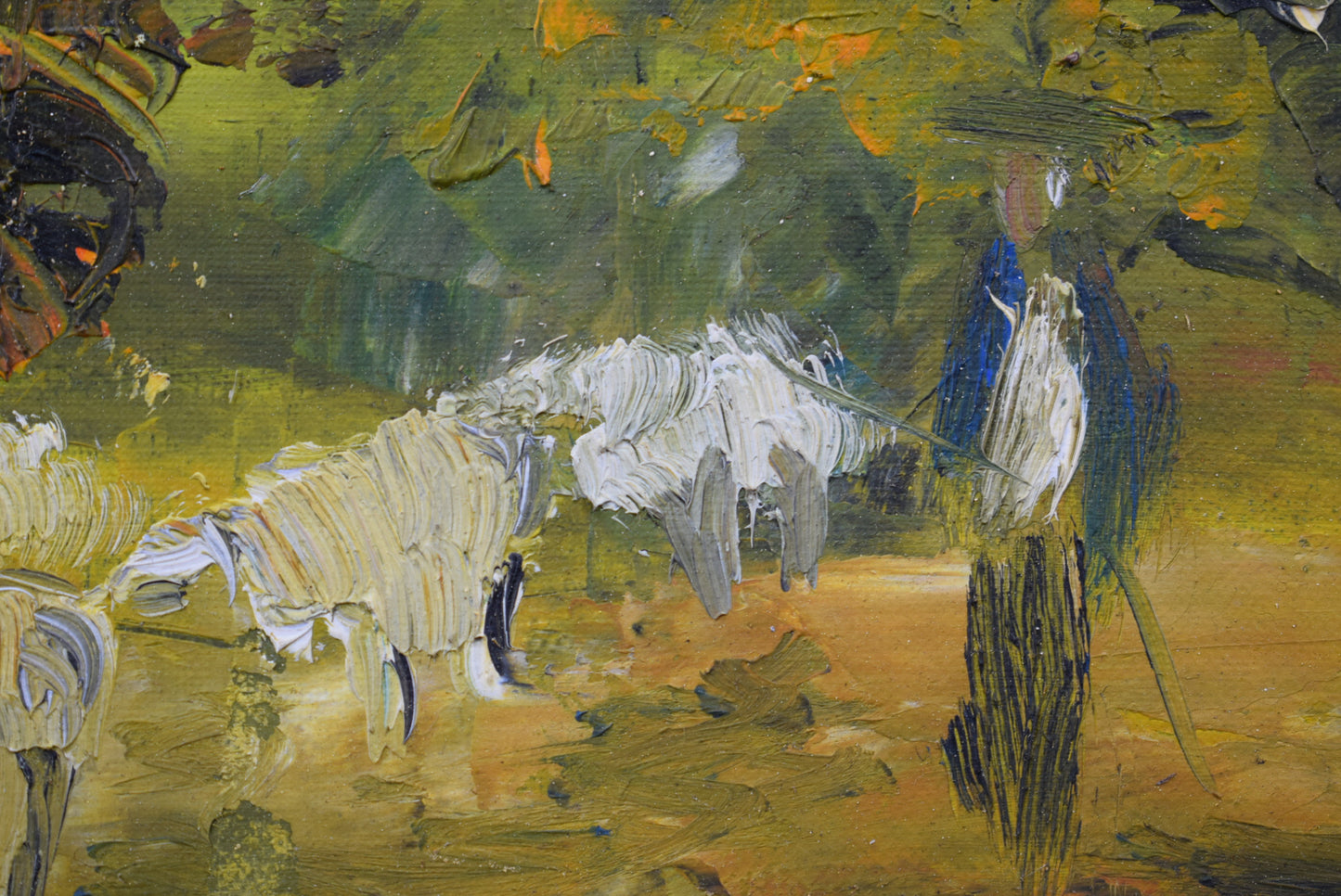 Post Impressionist Sheeps Painting - Charmantiques