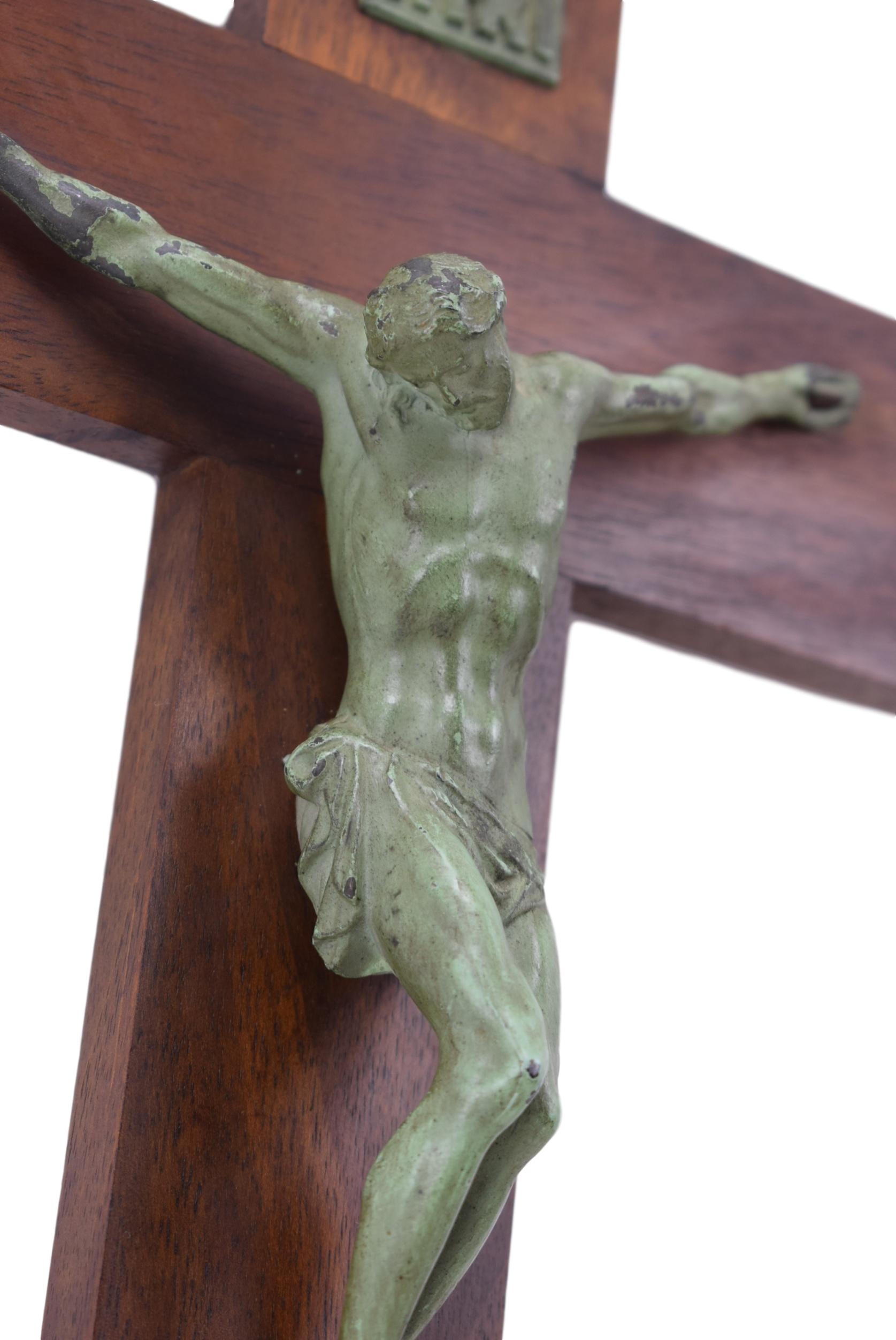 Green Bronze Patina Cross - Charmantiques