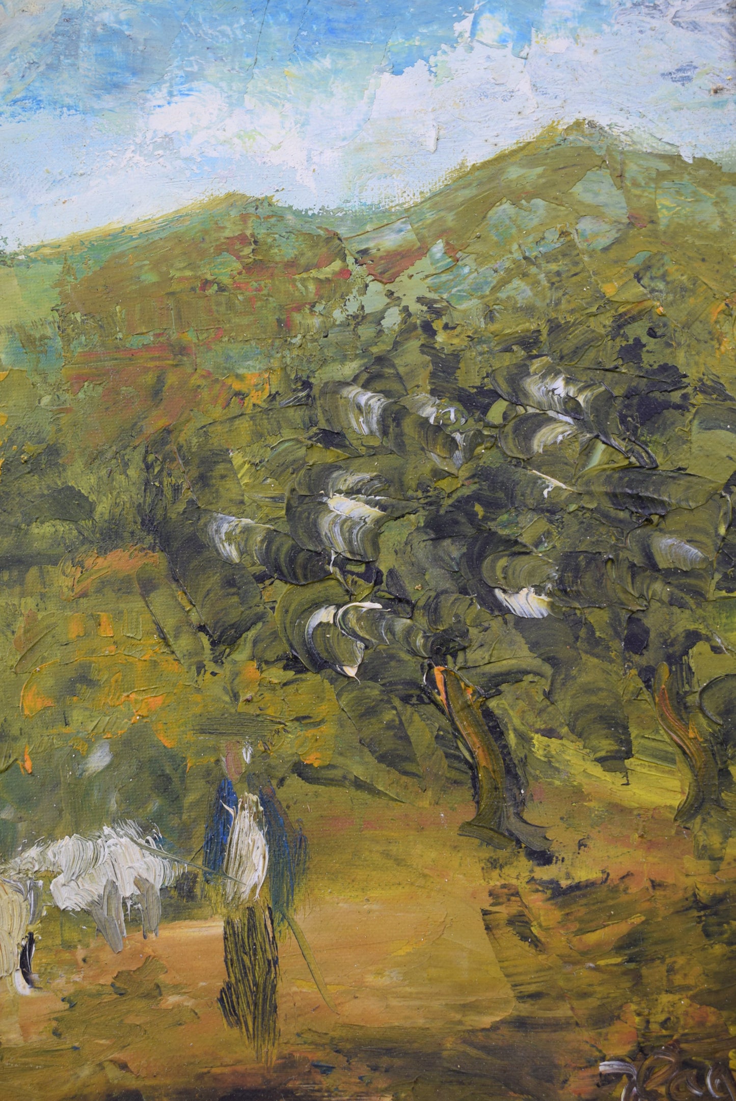 Post Impressionist Sheeps Painting - Charmantiques