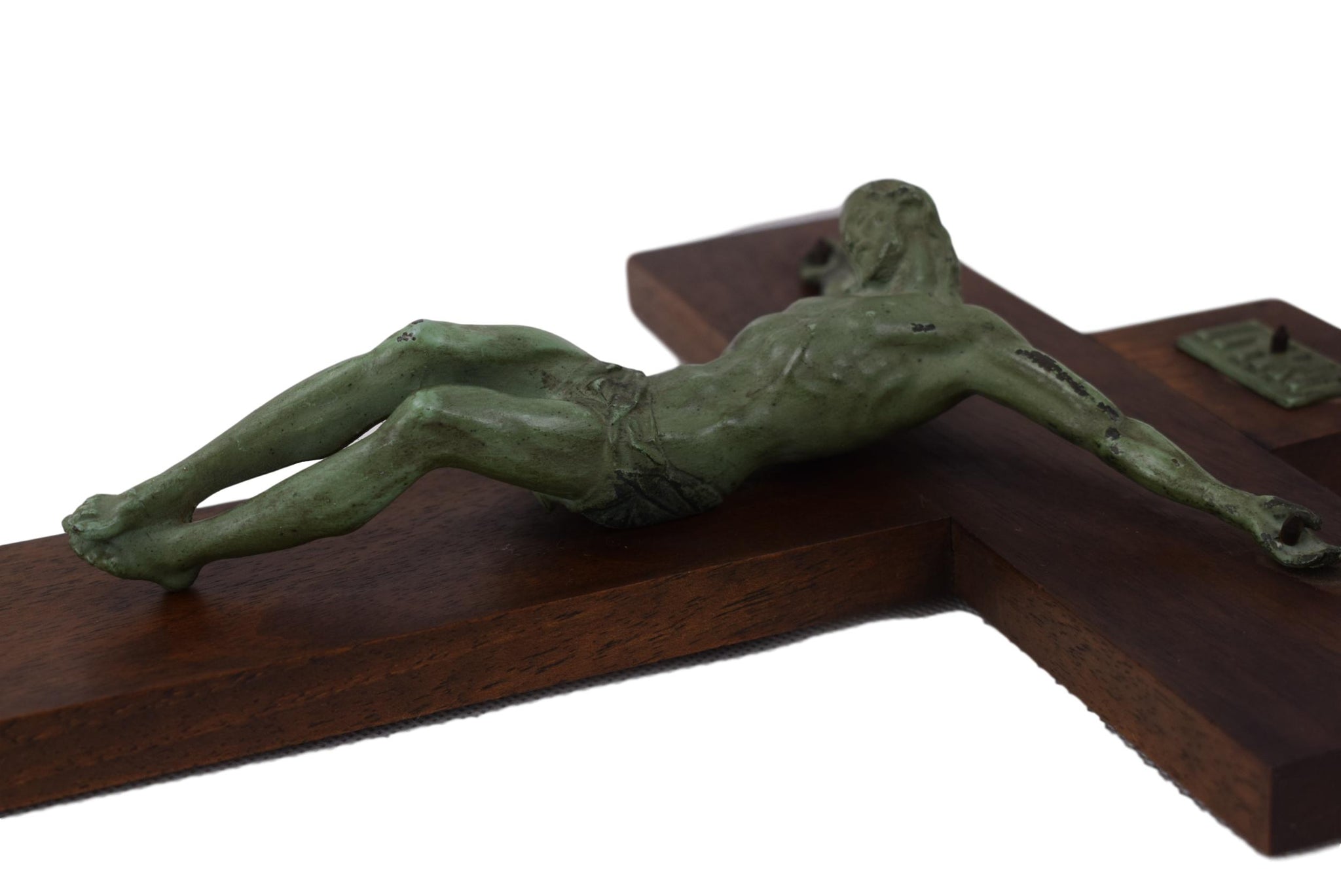 Green Bronze Patina Cross - Charmantiques