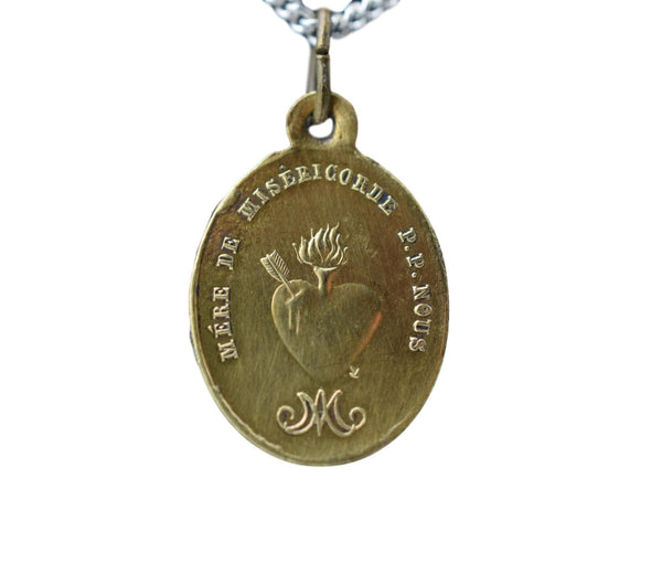Mother of Mercy Medal Sacred Heart Pendant