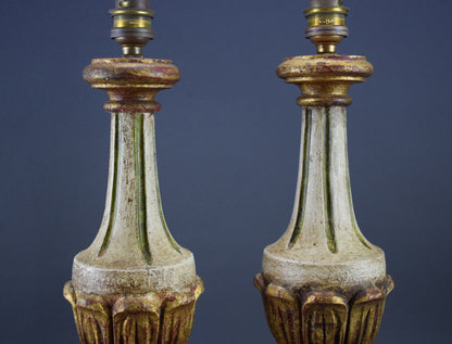 Pair Florentine Wood Table Lamps - Charmantiques