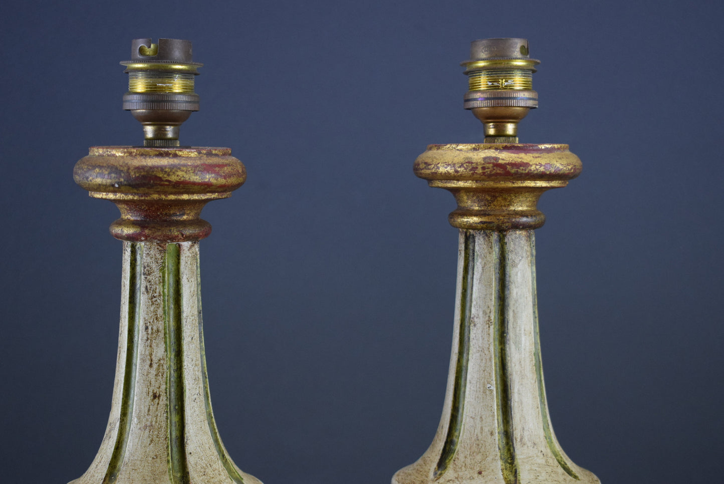 Pair Florentine Wood Table Lamps - Charmantiques