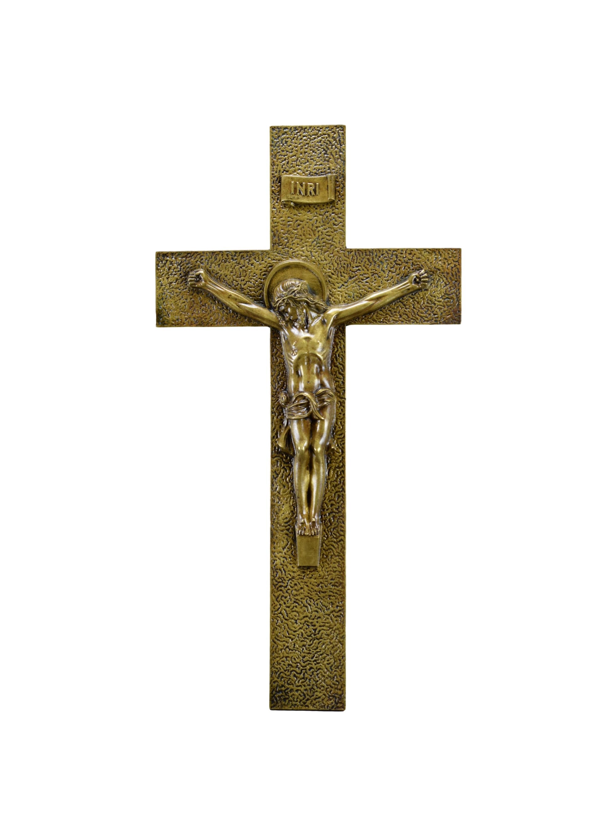 23" Art Deco Bronze Crucifix by A.Dubois