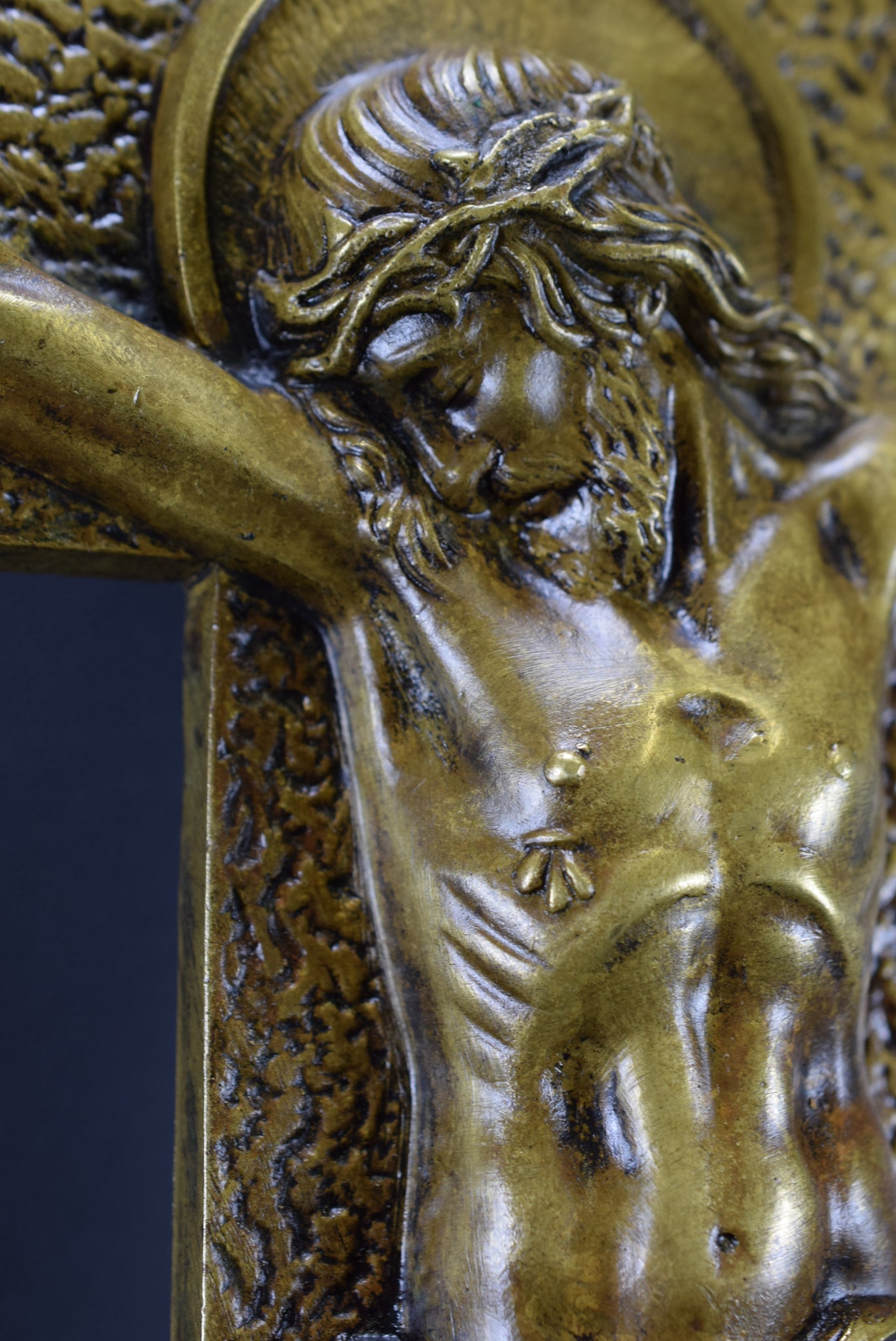 23" Art Deco Bronze Crucifix by A.Dubois