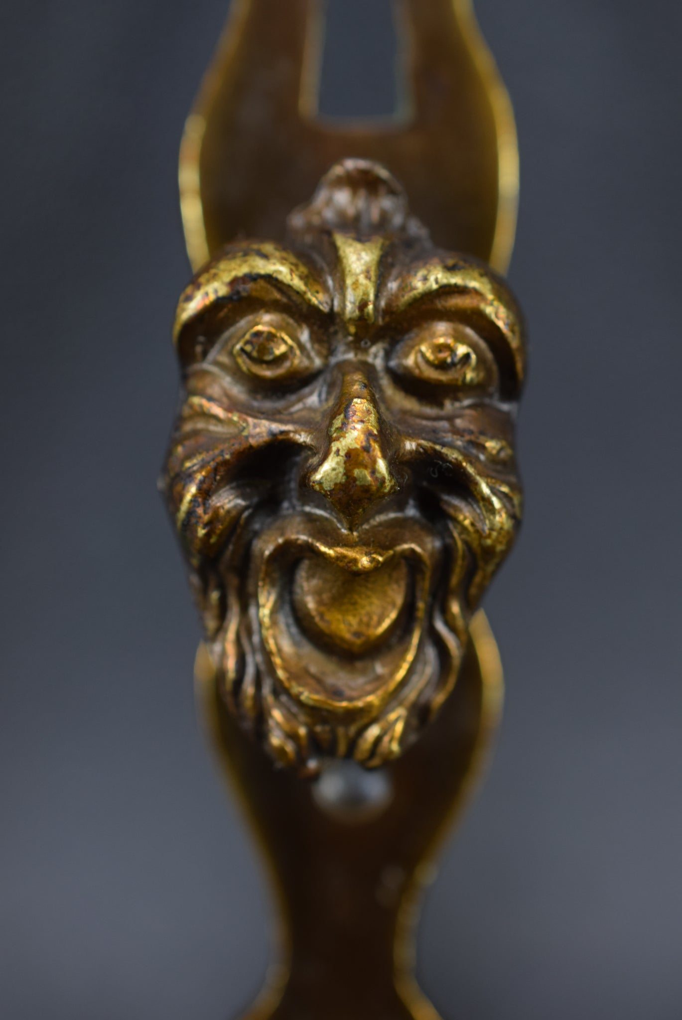 Vintage Bronze Green Man Face Keyhole