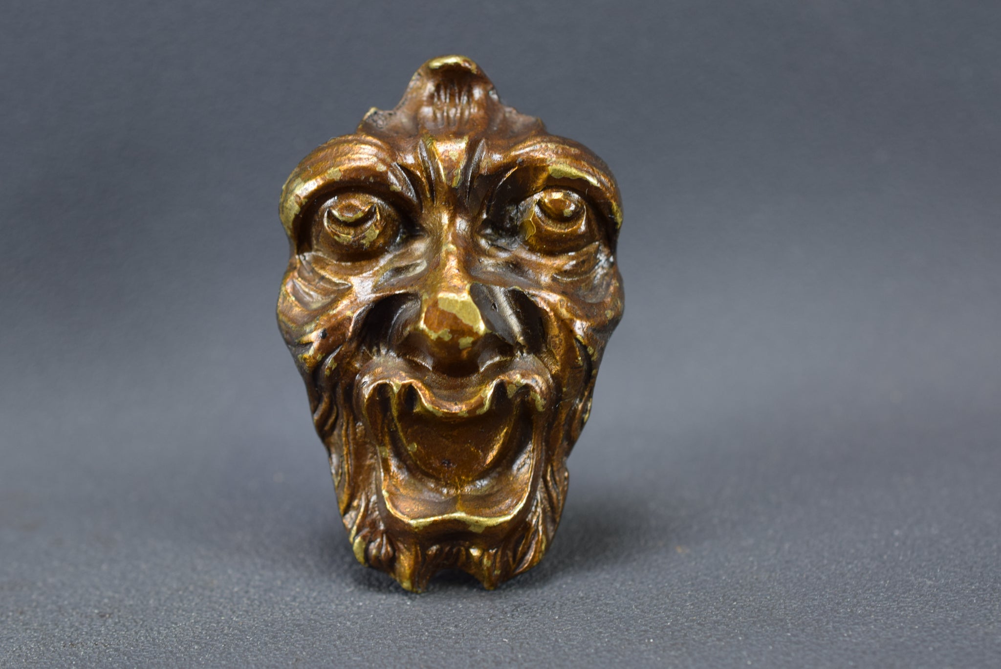 Vintage Bronze Green Man Face Knob Handle