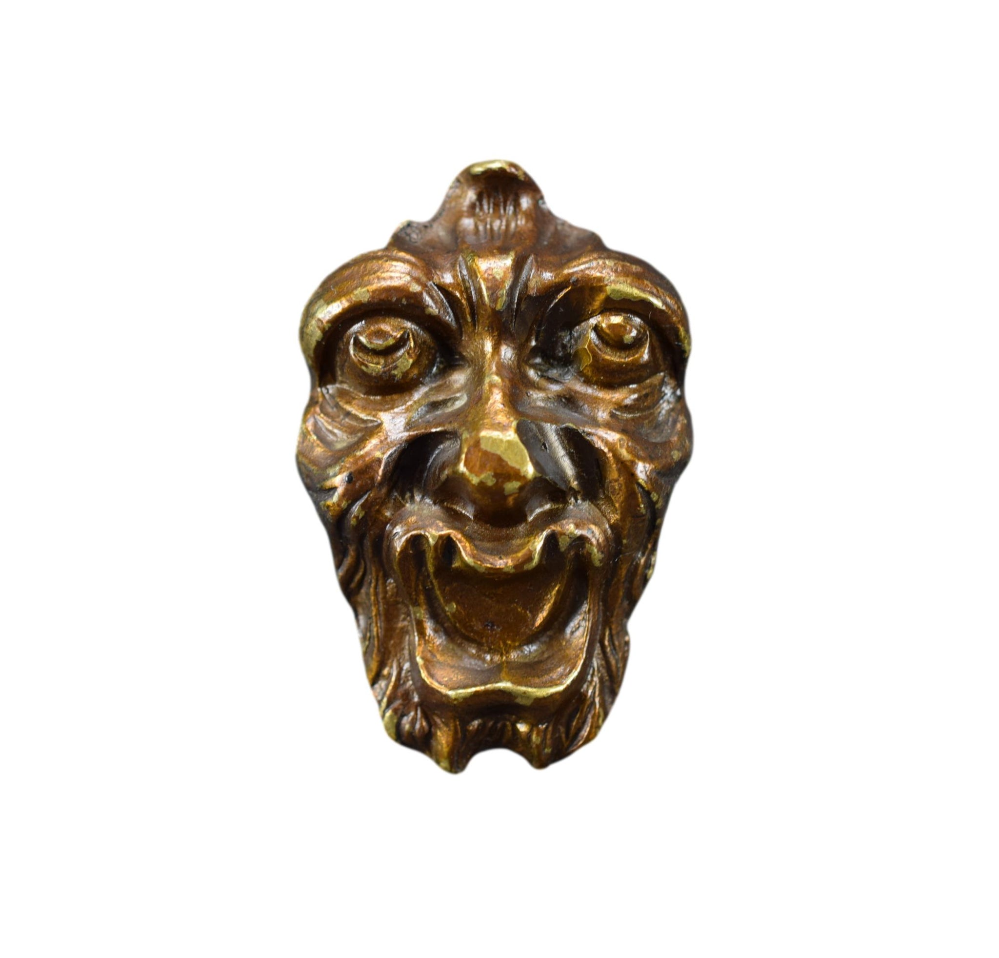 Vintage Bronze Green Man Face Knob Handle