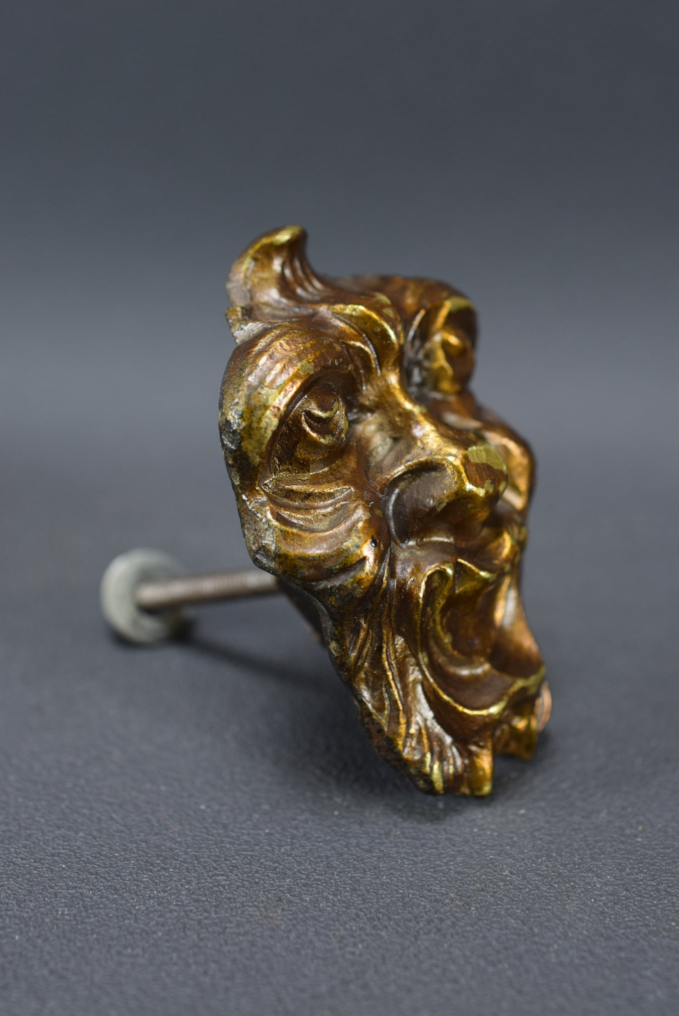 Vintage Bronze Green Man Face Knob Handle