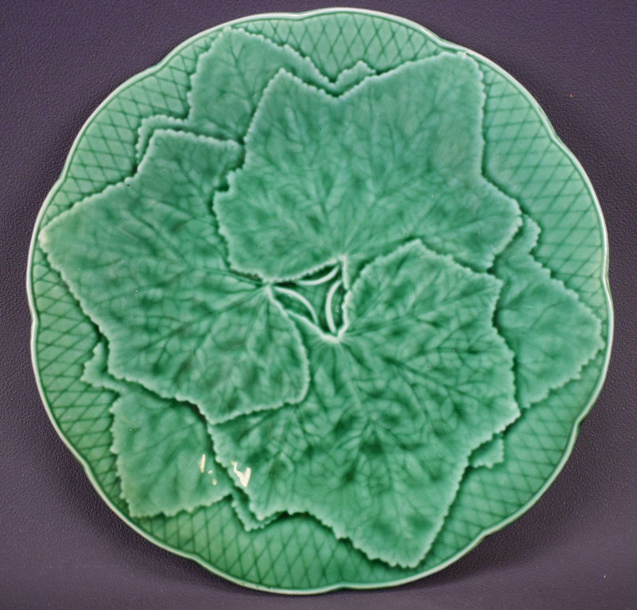 Pair of Green Majolica Plates