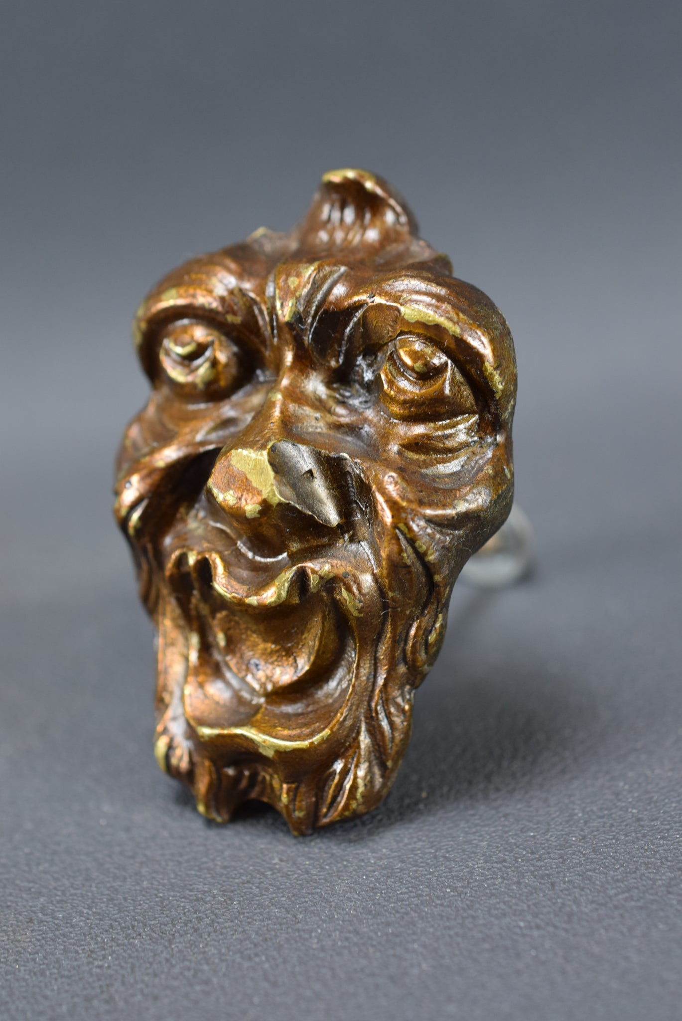 Vintage Bronze Green Man Face Knob Handle