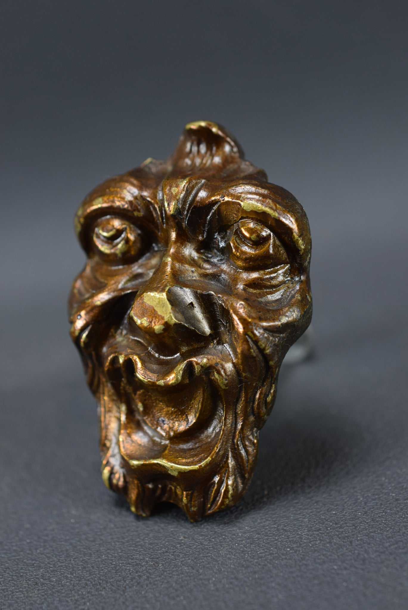 Vintage Bronze Green Man Face Knob Handle