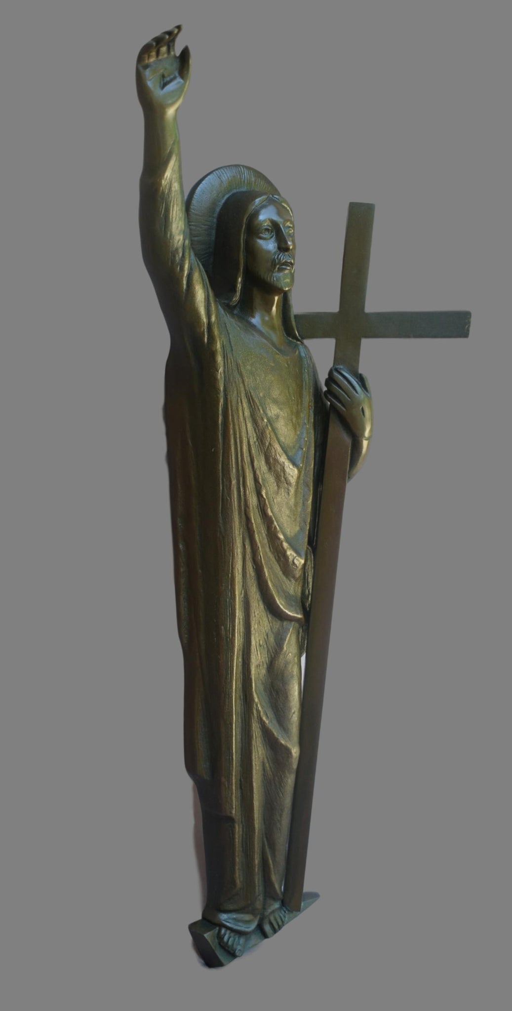 Art Deco Bronze Jesus Statue - Charmantiques