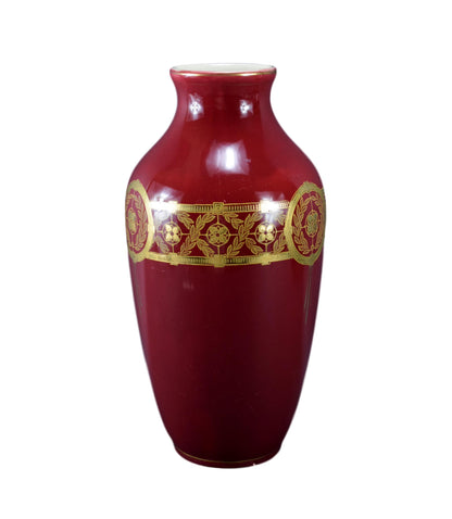 French Art Deco Red & Gold Sarreguemines Faience Vase