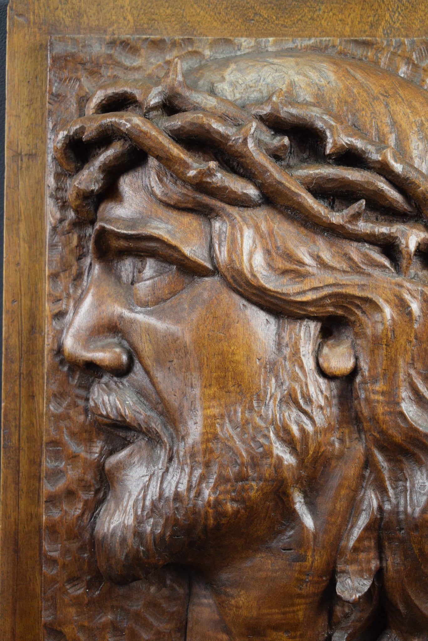 Profile of Christ Panel Carved Wood