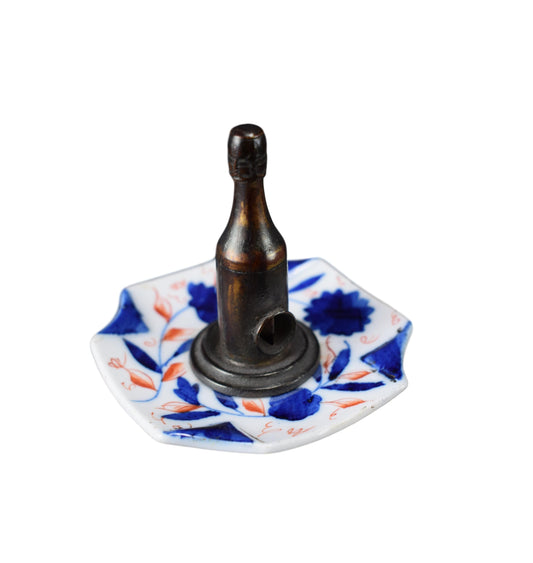 Rare French Antique Bayeux Porcelain Cigar Cutter Champagne Bottle