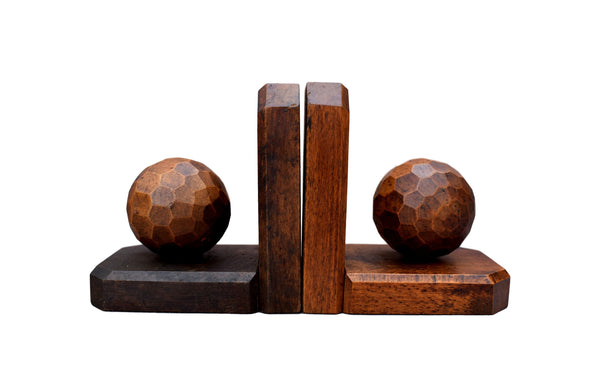 French Vintage World Globe Pair Bookends - Small Faceted Ball Book Ends - Charmantiques