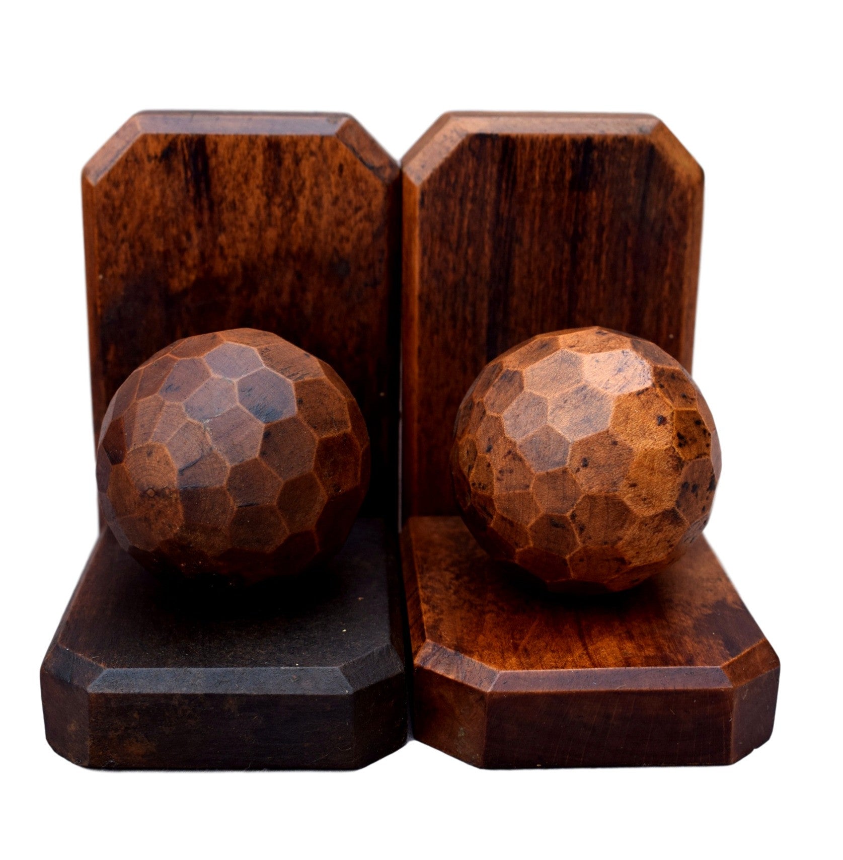 French Vintage World Globe Pair Bookends - Small Faceted Ball Book Ends - Charmantiques