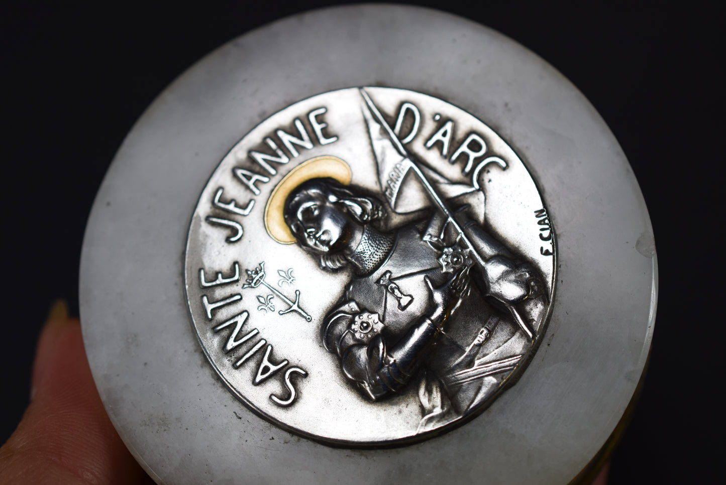 Vintage Saint Joan of Arc Paperweight by F Cian Marble