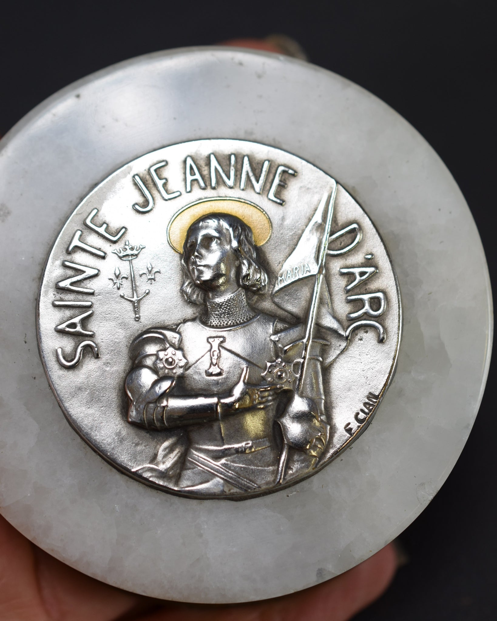 Vintage Saint Joan of Arc Paperweight by F Cian Marble