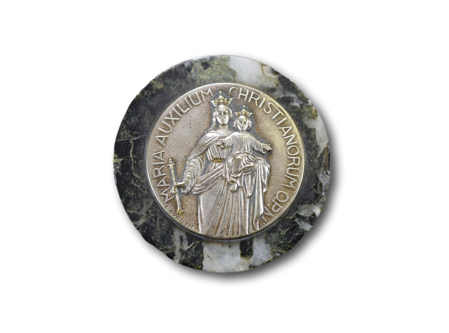 Vintage Virgin Mary and Jesus Paperweight