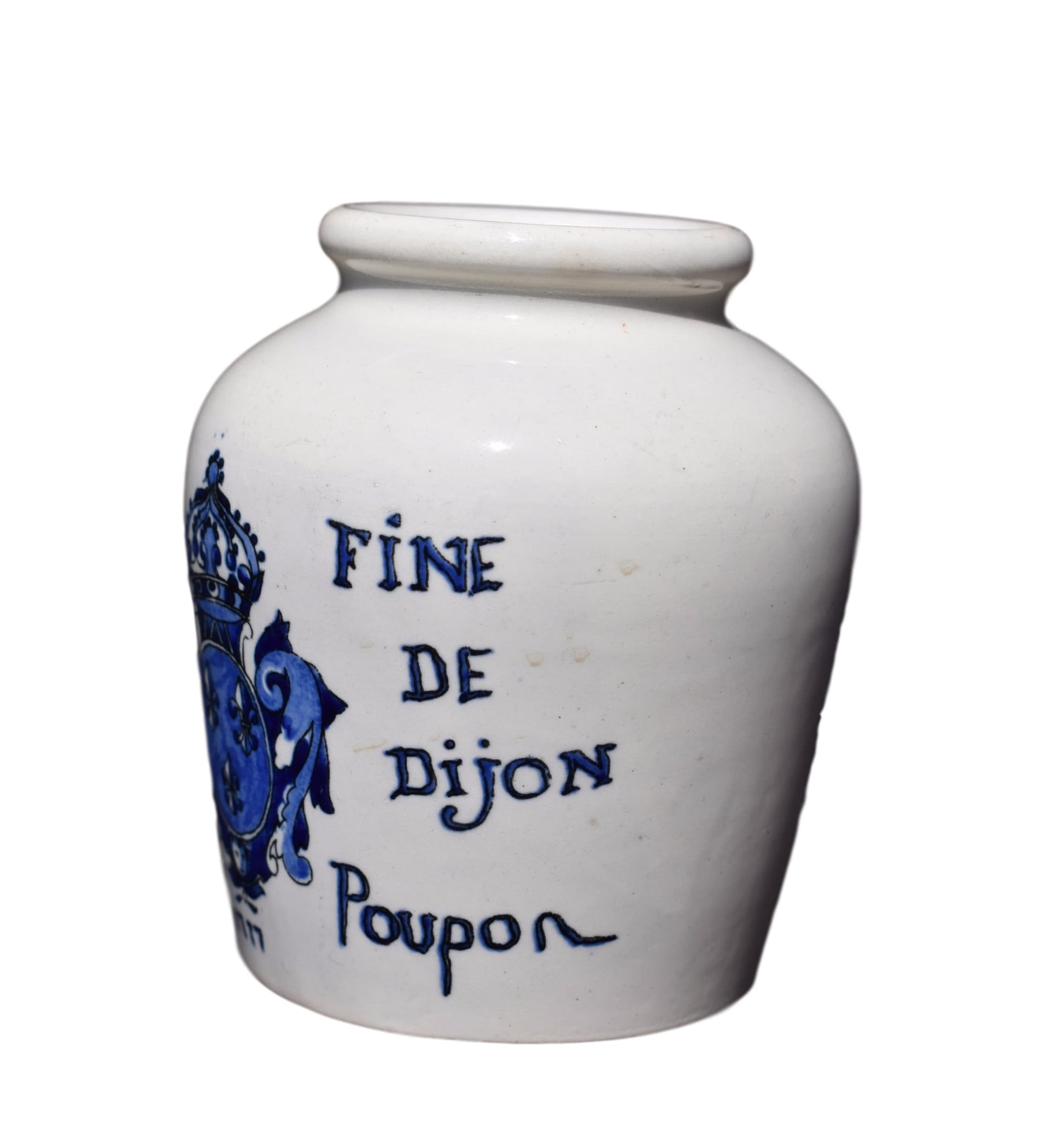 French Antique Digoin Sarreguemines Grey Poupon Mustard of Dijon Pot - Charmantiques
