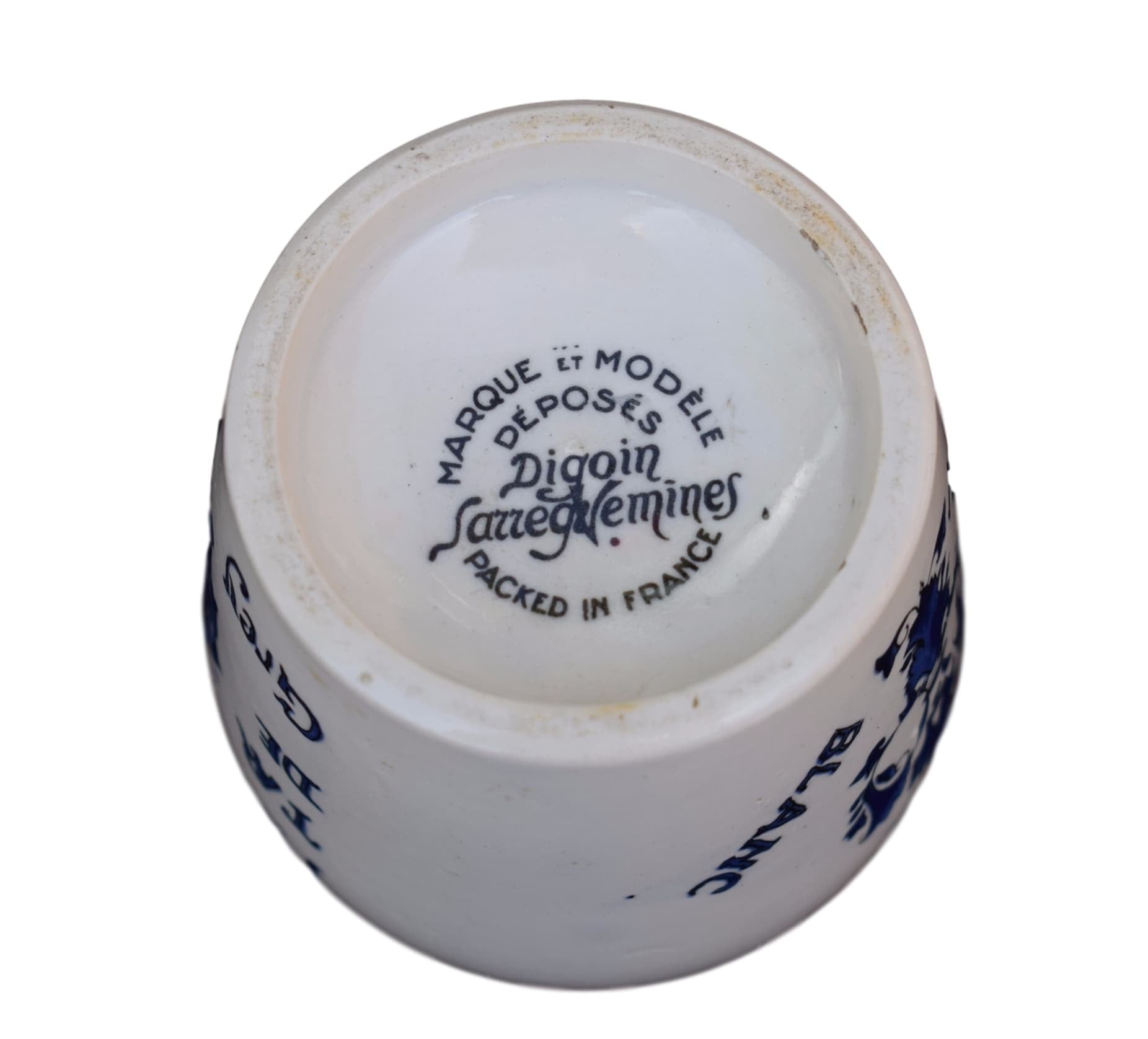 French Antique Digoin Sarreguemines Grey Poupon Mustard of Dijon Pot - Charmantiques