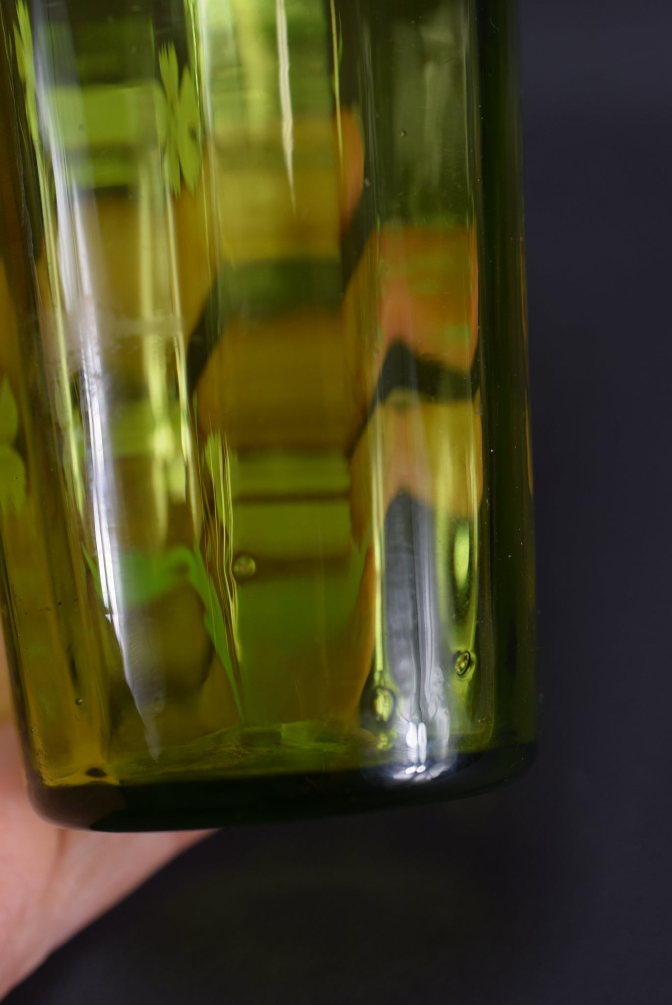 Enameled Green Glass Goblet