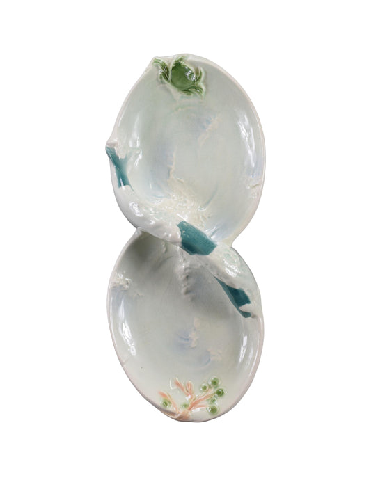 Rare Antique French Majolica Fish Serving Dish Bowl Crab