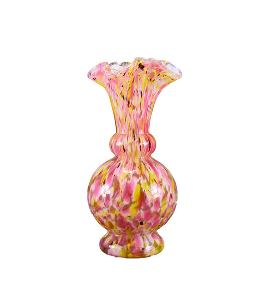 Vintage Pink & Yellow Clichy Pantin Mottled Glass Vase