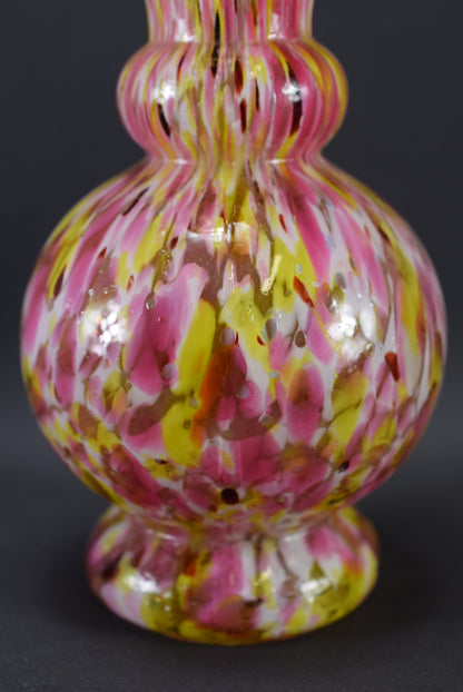 Vintage Pink & Yellow Clichy Pantin Mottled Glass Vase