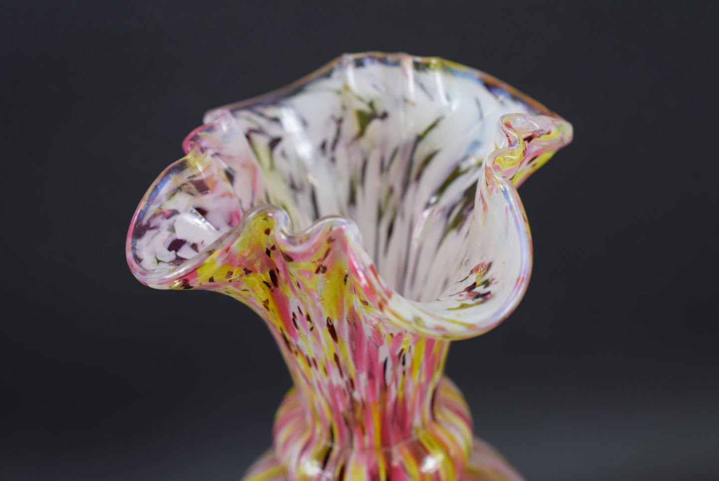 Vintage Pink & Yellow Clichy Pantin Mottled Glass Vase