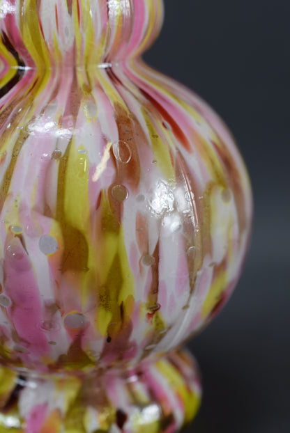 Vintage Pink & Yellow Clichy Pantin Mottled Glass Vase