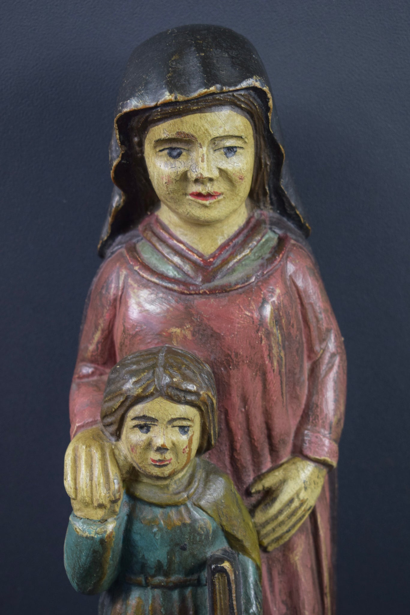 Religious Polychrome Statue Sainte Anne French Antique Religious