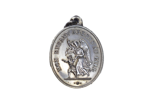 Sterling Silver Guardian Angel & Mary Medal Pendant St Ursula