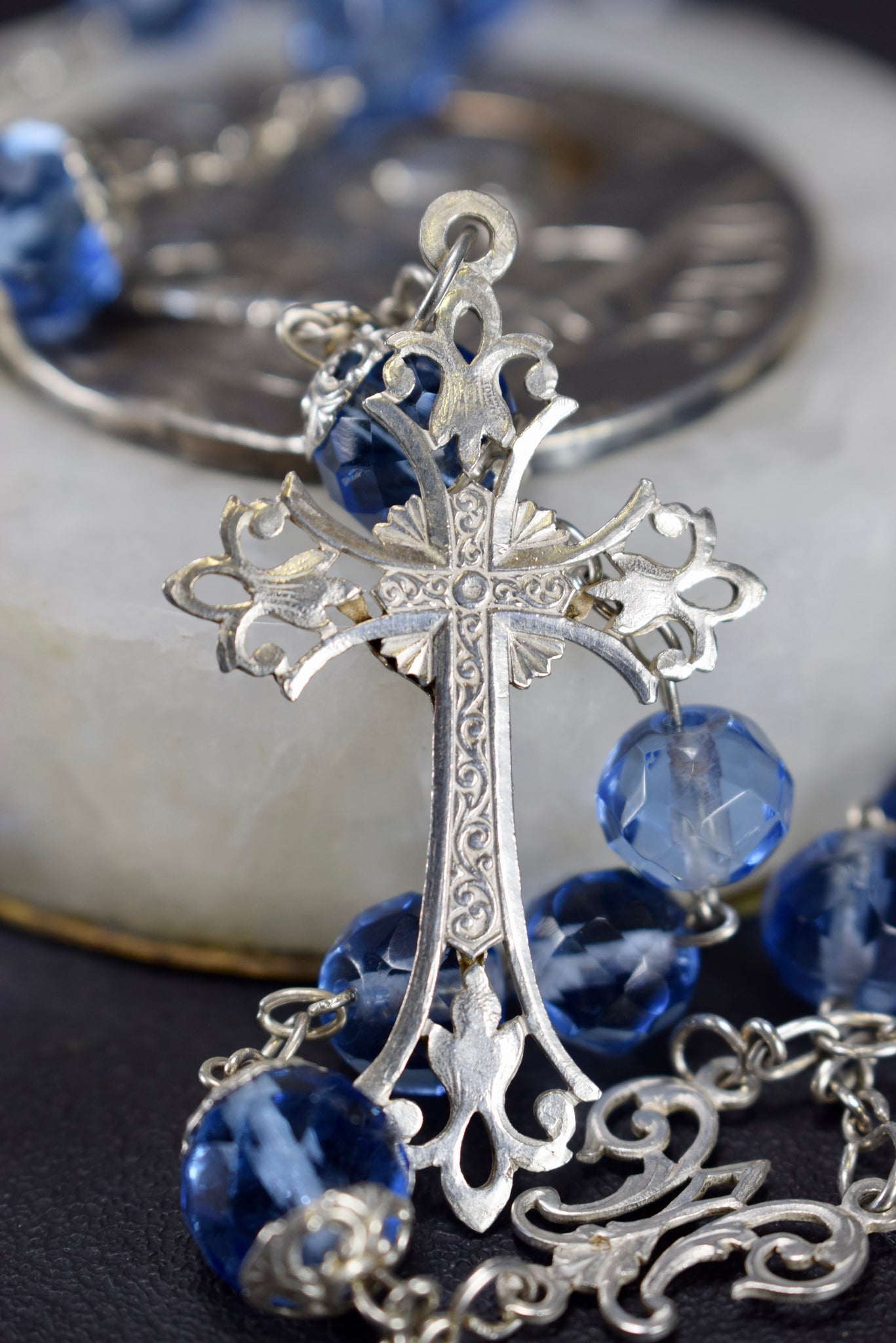 Blue Faceted Rosary
